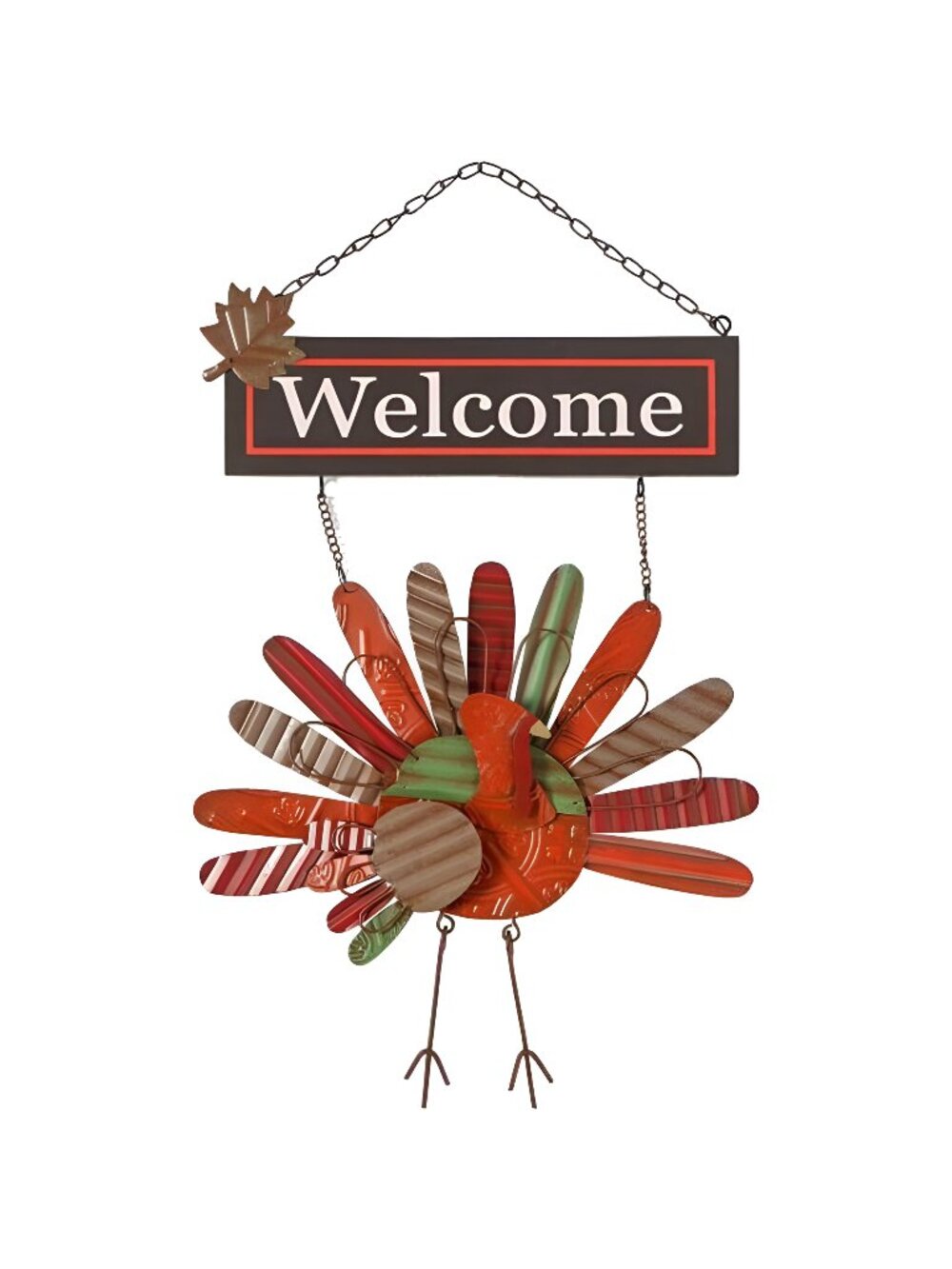 Vintage Metal Thanksgiving Turkey Wall Hanging Decoration Welcome Sign